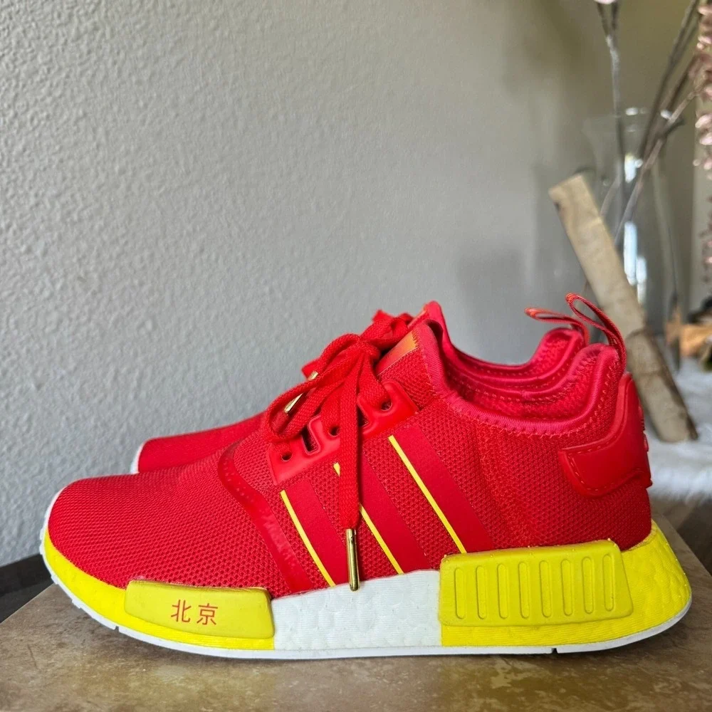 Adidas Sneakers Mens 7 NMD R1 Beijing Running Athletic Comfort Shoes Red Yellow